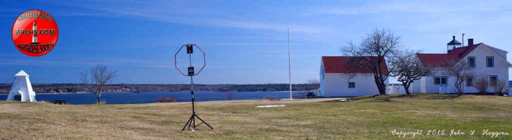 Fort Point lighthouse and bell tower with ARLHS radio antenna.